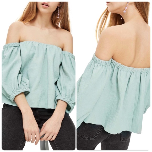 Topshop Tops - NWT Topshop Laundered Bardot off shoulder Top